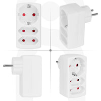 1 x RAW Customer Returns Aigostar multiple socket 3-way socket adapter, 2 Euro 1 Schuko socket child safety lock, double plug for socket, white - RRP €7.27