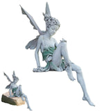 1 x RAW Customer Returns Jsleid Sitting Fairy Garden Ornament, Sitting Elves Garden Figures, Sitting Fairy Statue Garden, Fairy Statue, Resin Craft, Resin, Gray, for Outdoor, Indoor and Yard Landscape Decorations, 22cm - RRP €19.99