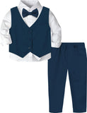 1 x RAW Customer Returns mintgreen Baby Suit Boy, Toddler Baptism Outfit Gentleman Clothing Set Long Sleeve Shirt, Navy Blue, 2-3 Years, 100 - RRP €38.9