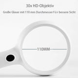 1 x RAW Customer Returns Magnifying glass with light 60x magnification hand magnifying glass with 14 LED 30X senior reading magnifying glass with lens cloth magnifying glass large with light LED magnifying glass for seniors for reading - RRP €29.2