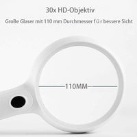 1 x RAW Customer Returns Magnifying glass with light 60x magnification Handheld magnifying glass with 14 LED 30X seniors reading magnifying glass with lens cloth Magnifying glass large with light LED magnifying glass for seniors for reading - RRP €29.2