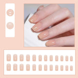 2 x Brand New JUSTOTRY 24 Pieces Pale Orange Solid Color Square Nails for Sticking on Short Motif, Glossy French Press on Nails, Artificial Nails Fake Nails, Square Fingernails Artificial Nails Medium for Women - RRP €36.0