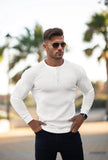 1 x RAW Customer Returns Lehmanlin Men s Cotton Henley Shirt Slim Fit Short Long Sleeve Casual Muscle T Shirt,Men s Long Sleeve Muscle Shirt White XL  - RRP €28.51