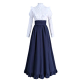 1 x RAW Customer Returns CR ROLECOS Women s Medieval Dress Victorian Dress Renaissance Dress for Women 1800s Classic 2-Piece Renaissance Dress Costume Navy Blue XXL - RRP €54.35