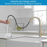 1 x RAW Customer Returns Heable Brushed Gold Kitchen Faucet with Pull Out Sprayer Kitchen Faucet 360 Swivel Mixer Taps for Kitchen Faucet Single Lever Mixer for Kitchen Sink Sink Faucet - RRP €60.49