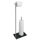 1 x RAW Customer Returns Toilet paper holder standing, SAYAYO toilet paper holder standing with tempered glass base black and replacement roll holder stainless steel toilet paper holder for bathroom and toilet room, EGKN250X150LD-CB - RRP €30.55