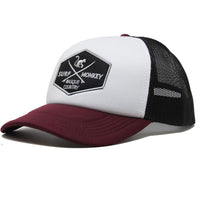 1 x RAW Customer Returns DRESSED IN MUSIC PLAY WITH ME Classic Padded Trucker Cap - Men s Women s Caps - One Size - Snapback Fit Burgundy Black  - RRP €29.95