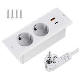 1 x RAW Customer Returns Built-in socket with 1 USB A and 1 Type-C, 2-way table socket multiple socket, table top recessed double plug with 2M cable, built-in power strip for table top worktop furniture, white - RRP €28.8