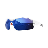 1 x RAW Customer Returns VeloChampion Sports Cycling Sunglasses with UV400 Eye Protection plus 2 Spare Lenses. White Blue  - RRP €17.92