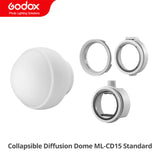 1 x RAW Customer Returns GODOX ML-CD15 Diffusion Dome Kit for ML30 MLBI ML60 ML60BI TT600 TT685S TT685 V860II TT520II V1S V1C V1N V1F V1O V860III-S TT685S AD100PRO AD200PRO AD300PRO AD400PRO including 3 adapters  - RRP €30.0