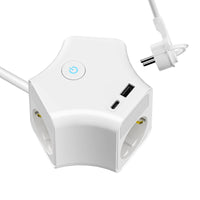 1 x RAW Customer Returns RealMade power strip with USB, 3-way multiple socket with 1 USB and 1 TYPE-C port 5V 2.4A , 1.5M cable power strip with switch, sockets child lock, wall mounting for travel, white - RRP €15.99