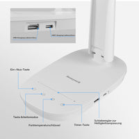 1 x RAW Customer Returns Honeywell Desk Lamp with USB Charging Port - Sunturalux H2 Dimmable Eye-Caring LED Table Lamp for Adults, Foldable Portable Table Lamp for Home Office, Bedroom, Reading, White - RRP €35.99