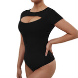 1 x RAW Customer Returns RoomTour Elegant women s bodysuit with crew neck short sleeves shaping bodysuit Bodysuit Women Casual Jumpsuits Tops 2-Black S - RRP €24.0