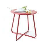 1 x RAW Customer Returns Fokebel side table, small metal side table, round garden side table, couch table coffee table with adjustable table legs red, 45x45H cm  - RRP €38.99