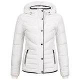 1 x RAW Customer Returns Elara Women s Winter Fitted Quilted Jacket Chunkyrayan EL-JA01 White 40 L  - RRP €56.63