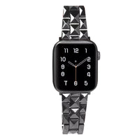 1 x RAW Customer Returns MaKTech Ceramic Watch Strap for Apple Watch, Three-Part Diamond Link Bracelet with Butterfly Clasp, Compatible with iWatch Series 9 Ultra 2 SE 8 7 2023 41mm 40mm, Black  - RRP €34.19