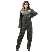 1 x RAW Customer Returns Leajap Fighter Pilot Costume Women Halloween Carnival Costume Women, Aviator Carnival Party Cosplay Costume for Adults L  - RRP €25.2