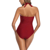 1 x RAW Customer Returns Smismivo Women s One Piece Swimsuit with Tummy Control Push up One Piece Swimsuit with Padded Halter Elegant Curvy Women s Swimwear Summer Beach Beachwear - RRP €36.38