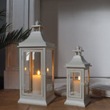 1 x RAW Customer Returns JHY DESIGN Set of 2 Outdoor Candle Lanterns 50cm 33cm Tall Vintage Hanging Tower Lantern Metal Candle Holder for Garden Living Room Indoor Outdoor Parties Weddings Balcony White  - RRP €75.62