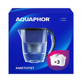 1 x RAW Customer Returns Aquaphor Amethyst filter jug - drinking water jug with 3 original Maxfor Plus cartridges, color black - RRP €20.95