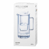 1 x RAW Customer Returns AQUAPHOR glass water filter jug white including 1 MAXFOR filter I Carafe in glass design with easy-to-fill hinged lid I Reduces limescale, chlorine microplastics I Elegant water filter 2.5l - RRP €40.14