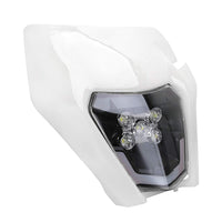 1 x RAW Customer Returns JFG RACING Universal Motorcycle LED Headlight EXC250 SX250 SXF250 EXC450 SX350 SXF450 EXC525 640LC4 Dirt Bike Enduro Superbike White - RRP €75.99