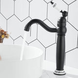 1 x RAW Customer Returns Maynosi Victorian Bathroom Sink Faucet, Retro Tall Sink Faucets for Countertop, Classic Ceramic Lever Faucets, 360 Degree Swivel Spout, Brass Matte Black  - RRP €55.66