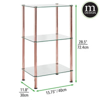 1 x RAW Customer Returns mDesign standing shelf with 4 shelves compact shelf in a modern design made of metal and glass glass shelf for the bathroom, office, bedroom or living room white and transparent - RRP €57.85