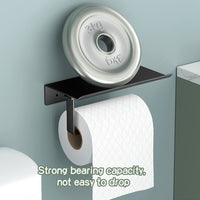 1 x RAW Customer Returns Toilet paper holder with drilling, toilet paper holder with shelf, toilet paper holder, paper holder for kitchen and bathroom, black - RRP €10.99