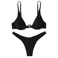 1 x RAW Customer Returns TSWRK Women Split Swimsuit Sexy Bikini Push Up Swimwear High Waist Bikini Two Piece Triangle Top Bandeau Beachwear - RRP €20.08