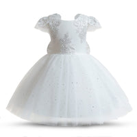 1 x RAW Customer Returns NNJXD Princess Lace Dress for Girls Party Bowknot Toddler Girl Ball Gown 2007 White Size 80 6-12 Months - RRP €32.98