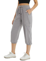 1 x RAW Customer Returns fuinloth 3 4 Pants Ladies Capri Pants Summer Women Light Loose Three-Quarter Knee-Length Pants with 4 Side Pockets Grey S 34-36 - RRP €30.24