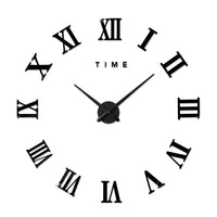 1 x RAW Customer Returns FAS1 Modern DIY Wall Clock Large 3D Roman Numerals Sticker Clock Wall Clock Home Office Removable Decoration for Living Room - Black Battery Not Included  - RRP €19.99