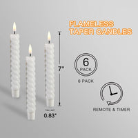 14 x Brand New Eywamage White Spiral LED Taper Candles with Remote Control, Flickering Flameless Battery Candle Holder Set of 6 - RRP €423.36