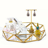 1 x RAW Customer Returns SLHEQING mirror tray gold, vintage decorative tray perfume tray cosmetics jewelry as dressing table storage - RRP €24.52