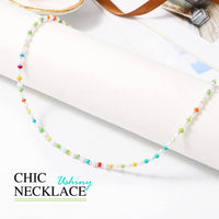 1 x RAW Customer Returns Ushiny Boho women s imitation pearl necklaces, short choker chain, colorful pearl necklace, summer charm, neck chain for women and girls - RRP €11.3