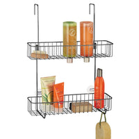 1 x RAW Customer Returns mDesign Shower Shelves Made of Sturdy Metal Easily Attaches to Shower Door Metal Shelves with 2 Hanging Bathroom Baskets Screwless Bathroom Organizer Silver - RRP €29.2