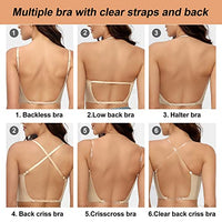 1 x RAW Customer Returns CMTOP Women s Backless Bra Deep U Push Up Bra Give 3 Pieces Straps, Skin Color, 80A  - RRP €22.99