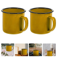 1 x RAW Customer Returns TOYANDONA 2 Pieces Retro Enamel Cup Enamel Tea Cup Coffee Mug Milk Cup Retro Coffee Cup Milk Cup Iron Drinking Cup Water Cup Party Cup for Outdoor Home Camping Yellow - RRP €13.99