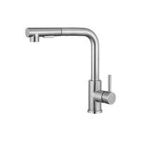 1 x RAW Customer Returns KINSE kitchen faucet with pull-out shower, stainless steel kitchen sink faucet, 2 jet types, 360 swivel, brushed stainless steel - RRP €51.31