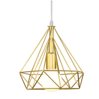 1 x RAW Customer Returns iDEGU Industrial Pendant Lamp 25CM Vintage Pendant Chandelier Diamond Shape Retro Pendant Light for Dining Room Bedroom Living Room 1 Piece, Golden  - RRP €25.98