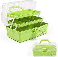 1 x RAW Customer Returns Creahaus 30.5cm 3-shelf multi-purpose storage box, sorting box, organizer box, craft box, sewing box, medicine box, toolbox, fishing case with 2 shelves green  - RRP €24.85