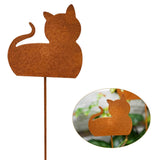 4 x Brand New LOMUG cat garden decoration, rust garden stake, rust decoration garden decoration for outdoors, autumn tree stake for wooden fence figures, beautiful on both sides, rust decoration - RRP €36.24