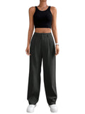 1 x RAW Customer Returns GORGLITTER Women s Pants Long Palazzo Pants High Waist Loose Pants Suit Pants Elegant Office Pants with Zipper Black L - RRP €34.99