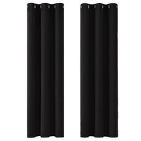 1 x RAW Customer Returns Deconovo Curtains Opaque Eyelet Thick Curtains Thermal Curtain Cold Protection Bedroom, 242 x 107 cm Height x Width , Black, Set of 2 - RRP €39.49