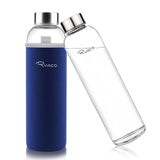 1 x RAW Customer Returns Ryaco glass bottle 1 liter 1l - 550ml - drinking bottle water bottle glass with neoprene cover - bottle glass with sponge brush - glass drinking bottle for carbonated drinks - RRP €16.02