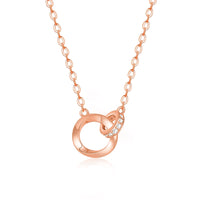 1 x RAW Customer Returns Beutirer Rose Gold Necklace Women with 5A Zirconia, Double Circle Pendant Chain Women, 18K Gold Plated Sister Friendship Mother Daughter Necklace, Birthday Mother s Day Valentine s Day Gifts - RRP €27.99