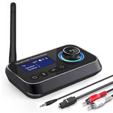 1 x RAW Customer Returns Ainostone Bluetooth 5.0 Receiver Transmitter 3-in-1 Bluetooth Audio Adapter for 2 Headphones Bluetooth Transmitter Bypass with Low Latency Switch Volume Control AUX Optical RCA for TV Stereo System PC - RRP €25.99