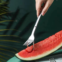 1 x Brand New JCYUANI 2 In 1 Melon Cutter Fruit Fork Stainless Steel Multi purpose Watermelon Slicer Cutter Dessert Forks Watermelon Knife Suitable for Watermelon, Cantaloupe, Dragon Fruit - RRP €20.4