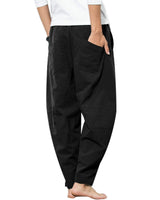 1 x RAW Customer Returns YAOBAOLE Men s Linen Cotton Summer Pants Casual Yoga Lightweight Regular Elastic Waist Black 56 - RRP €36.4